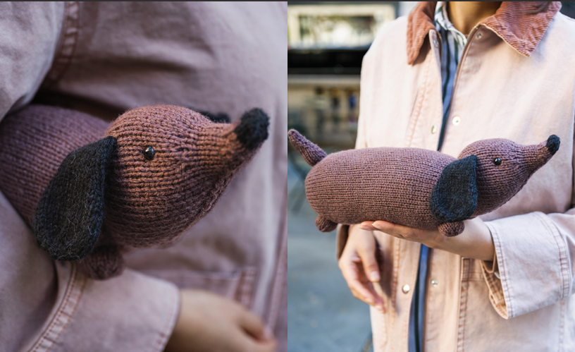 Knitted Emotional Support Dachshund Yarn and Pattern Kit
