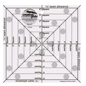 CREATIVE GRIDS 6 1/2" SQUARE IT UP & FUSSY CUT RULER #CGRSQ6