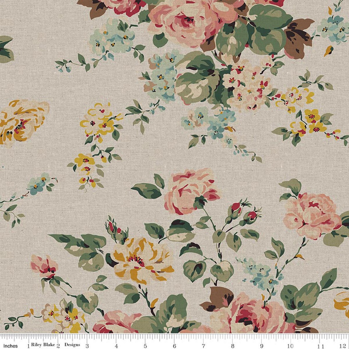 RILEY BLAKE ROSE AND VIOLET LINEN 60 WIDE