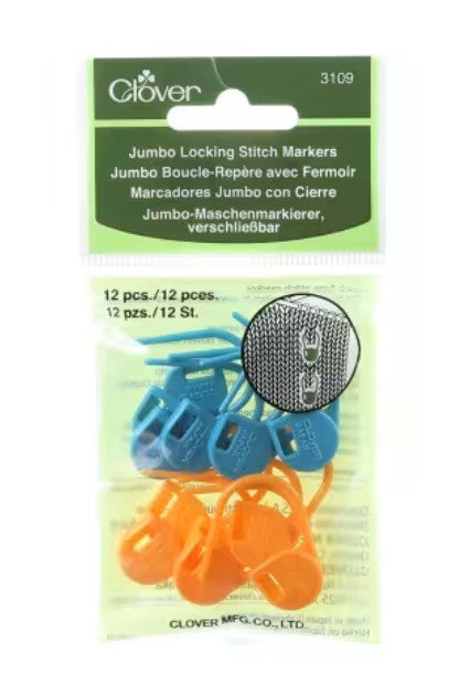 Clover Jumbo Locking Stitch Markers 12 ct # 3109CV