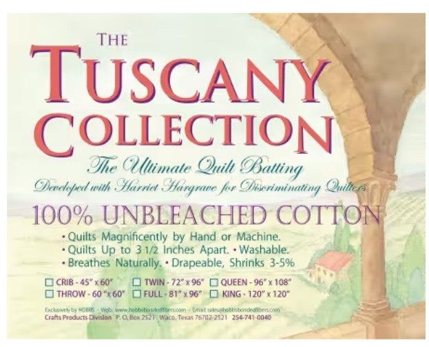 Tuscany Supreme 100% Natural Cotton Batting
