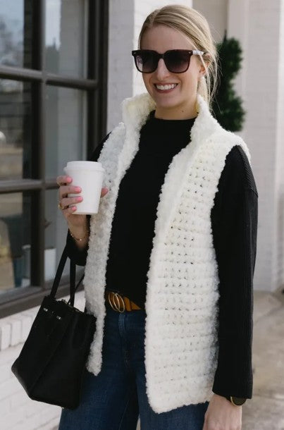 Cozy Collared Vest - Knit or Crochet Kit
